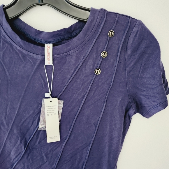 Nwt DouBCQ Womens Short Sleeve Tops Crewneck Tshirt Bodysuit Jumpsuit - Picture 5 of 9